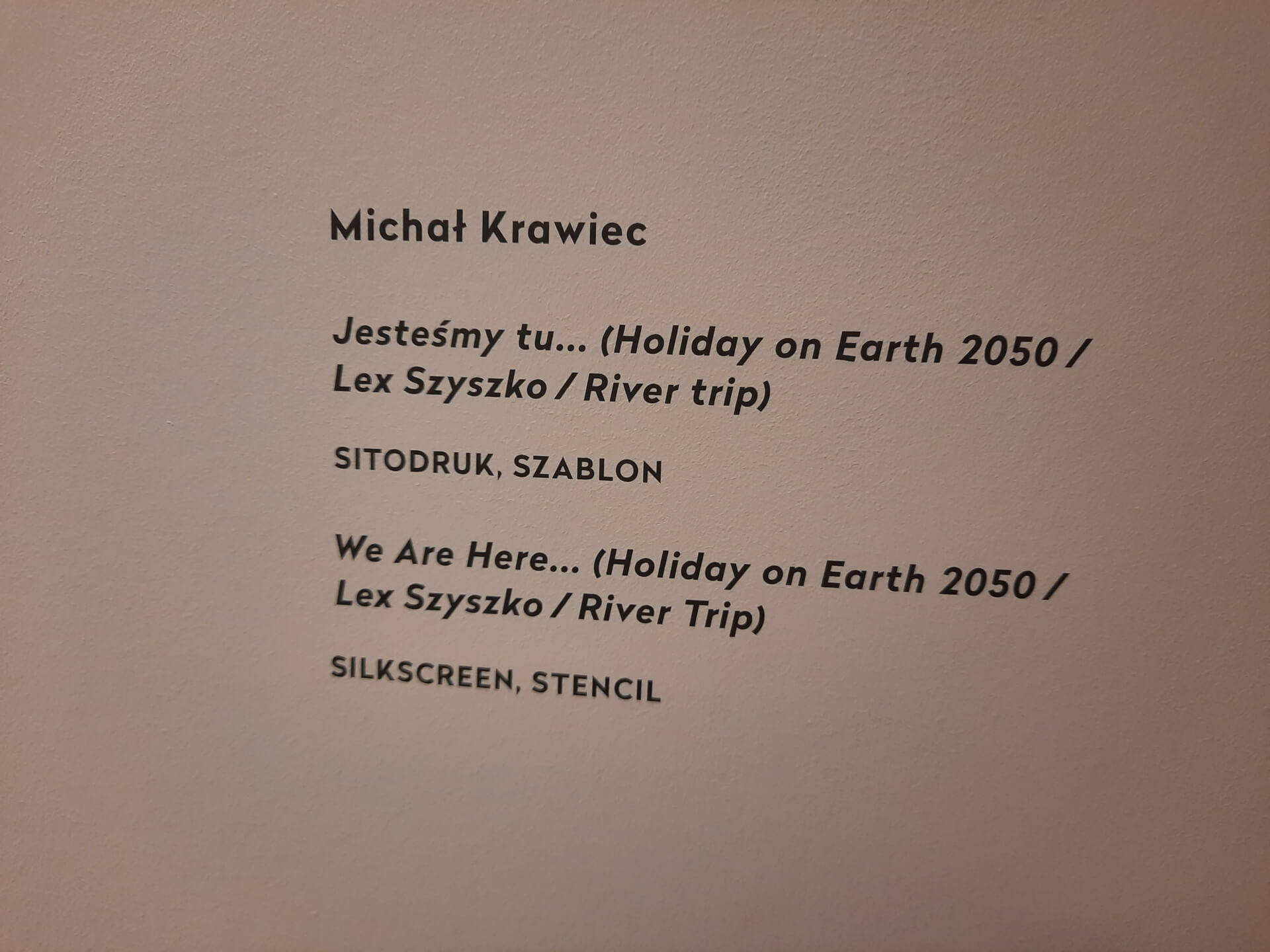 Napis z całym tytułem pracy Michała Krawca po interwencji dyrektor Muzeum Śląskiego