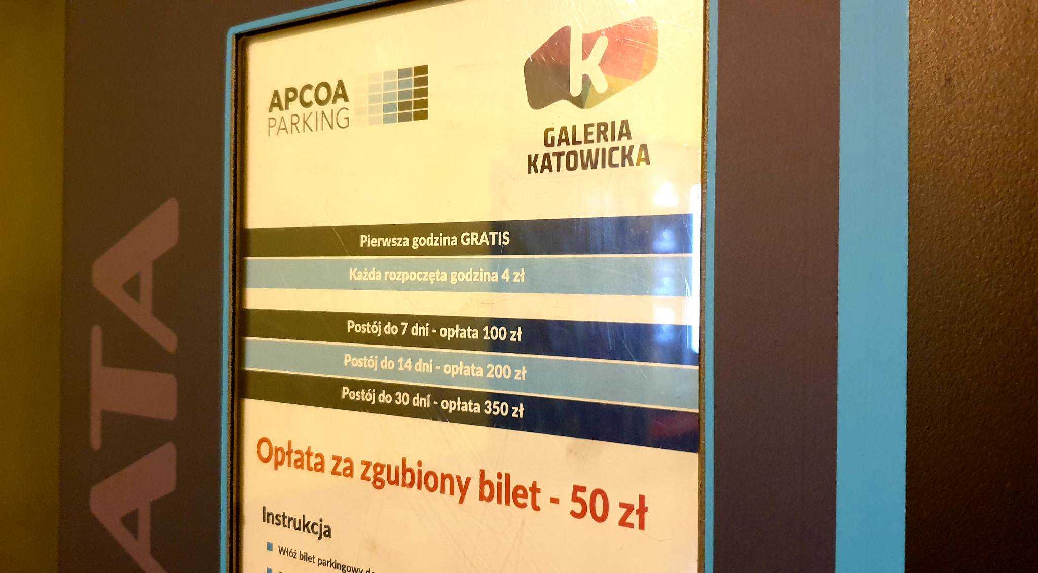 Informacja o zmianach zasad parkowania w Galerii Katowickiej