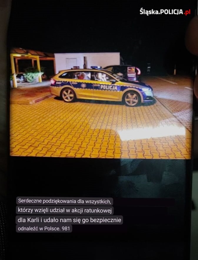 Screeny z podziękowań dla policji