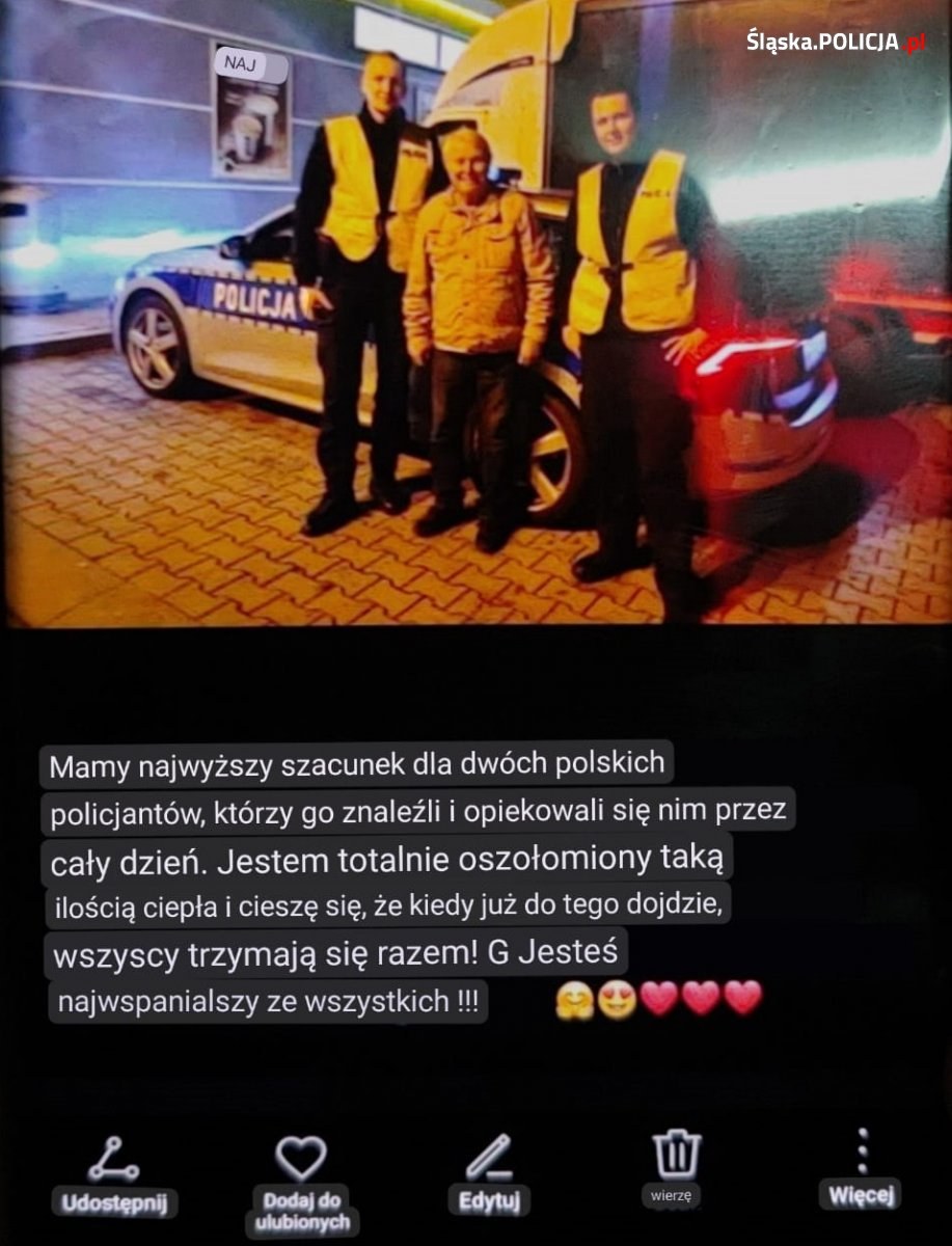 Screeny z podziękowań dla policji