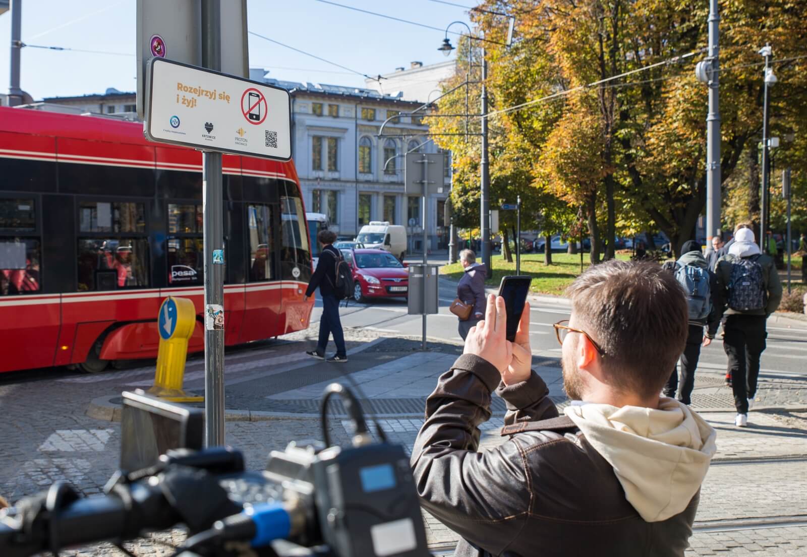 Prezentacja systemu Stop-Fon przy placu Wolności