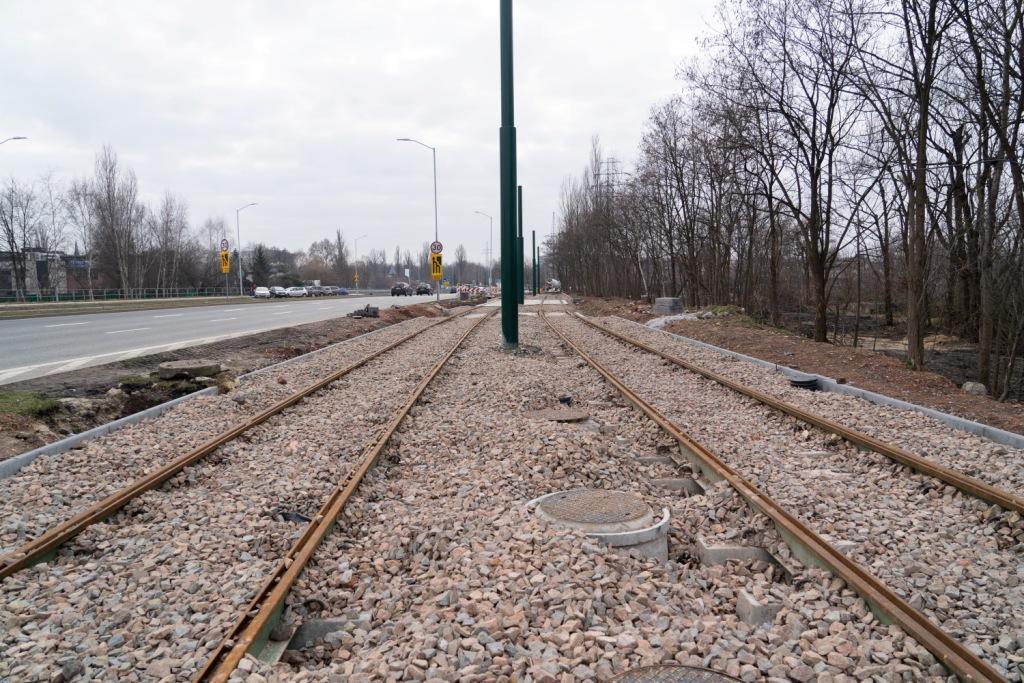 Katowice Grundmana luty 2023 budowa linii tramwaj 2
