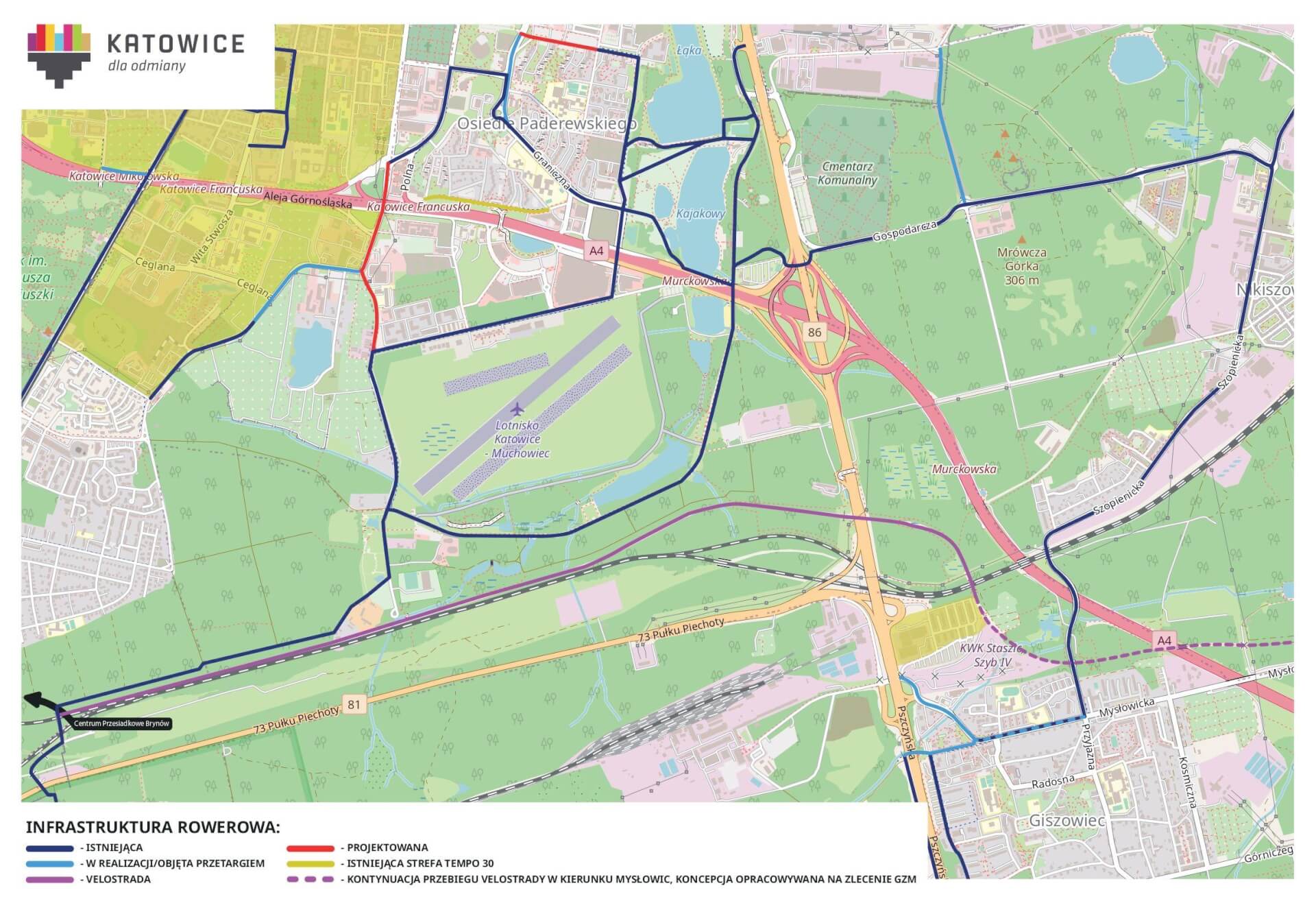 Mapa rowerowa katowice