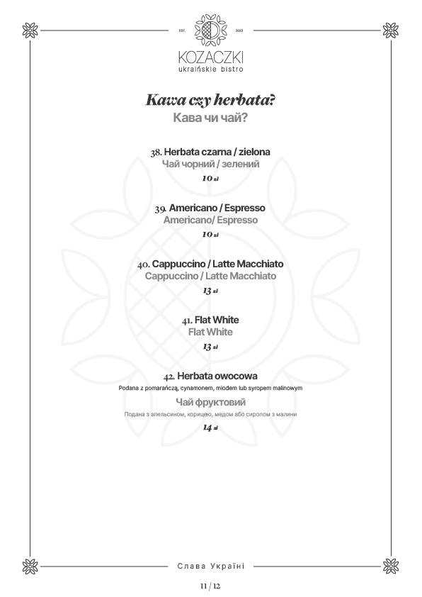 Menu Kozaczki 10