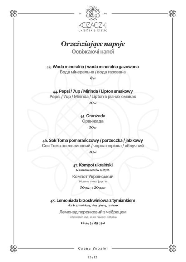 Menu Kozaczki 11