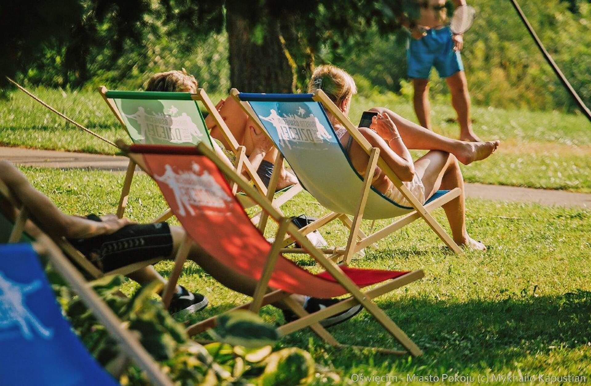 Oswiecim widok na strefe wypoczynku nad Sołą