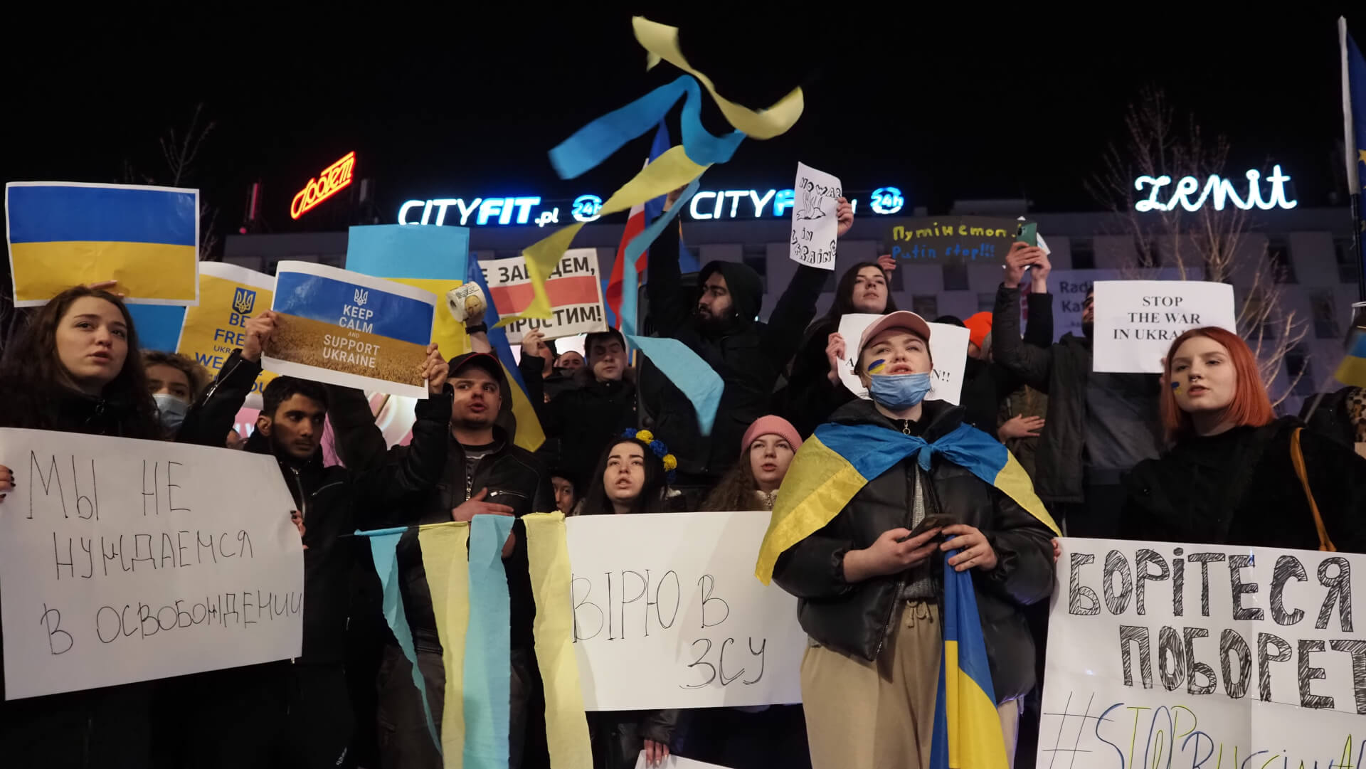 Manifestacja jedności z Ukrainą w Katowicach