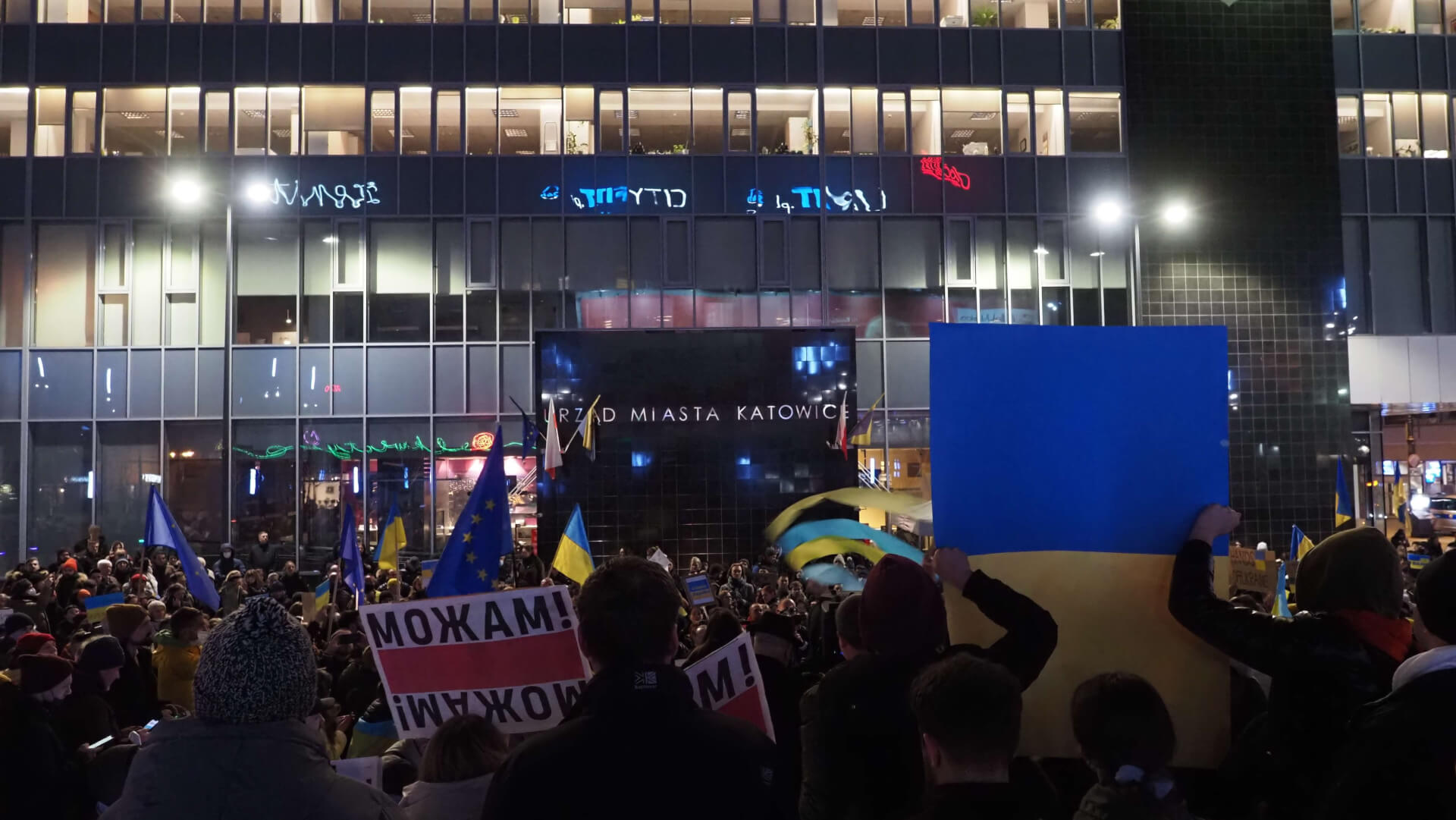 Manifestacja jedności z Ukrainą w Katowicach