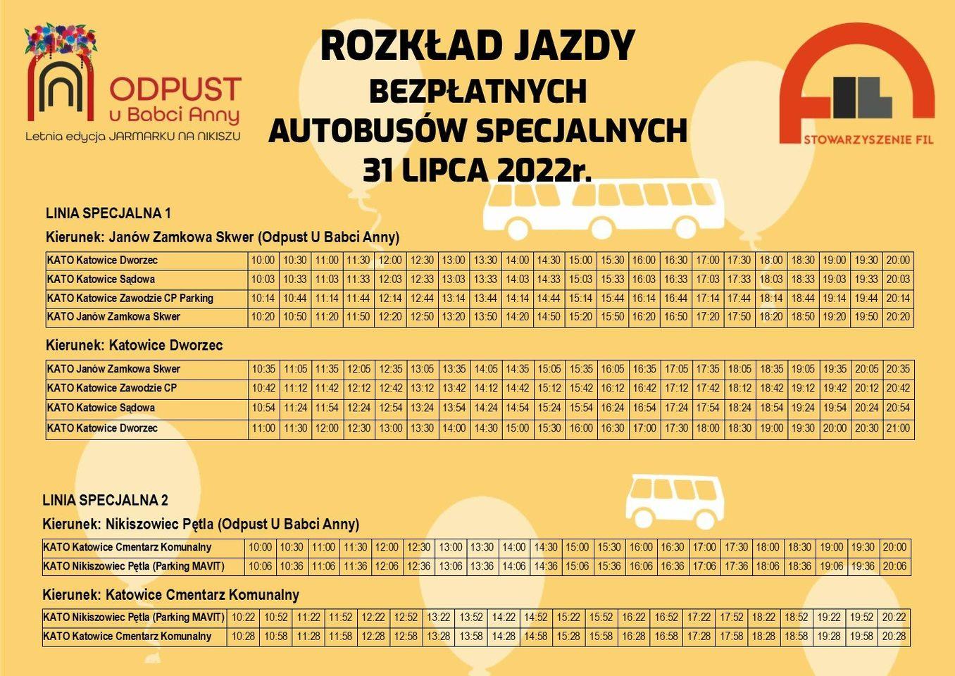 Rozkład bezpłatnych autobusów