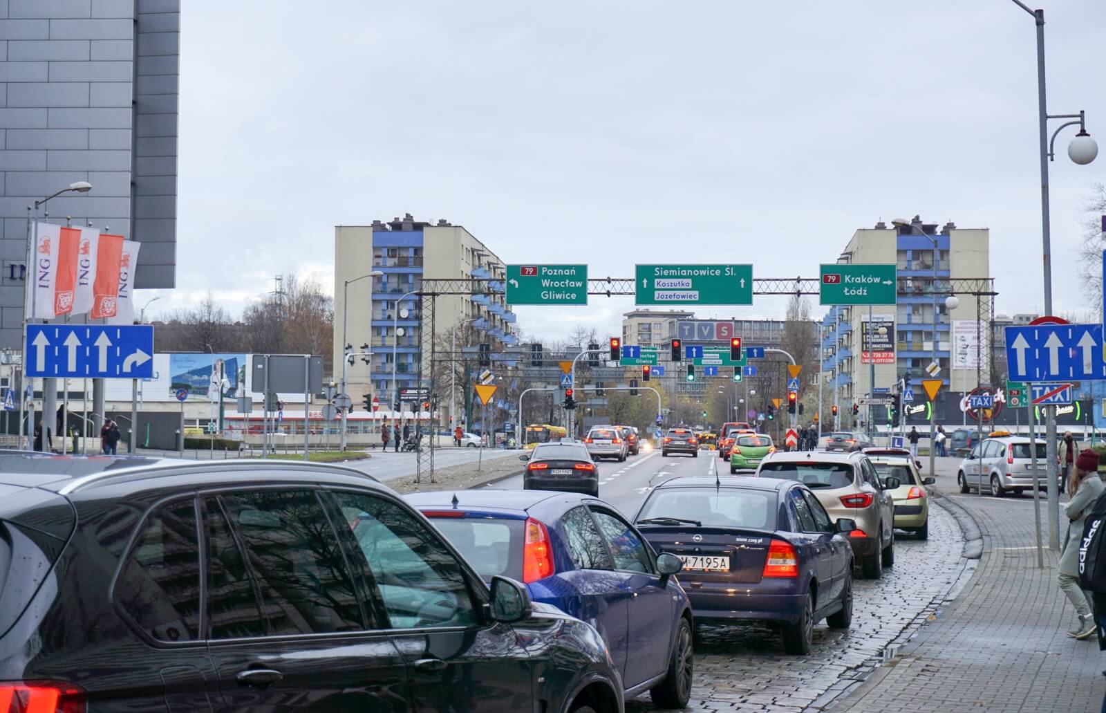 Skrzyżowanie ul Sokolskiej z Chorzowską, Katowice