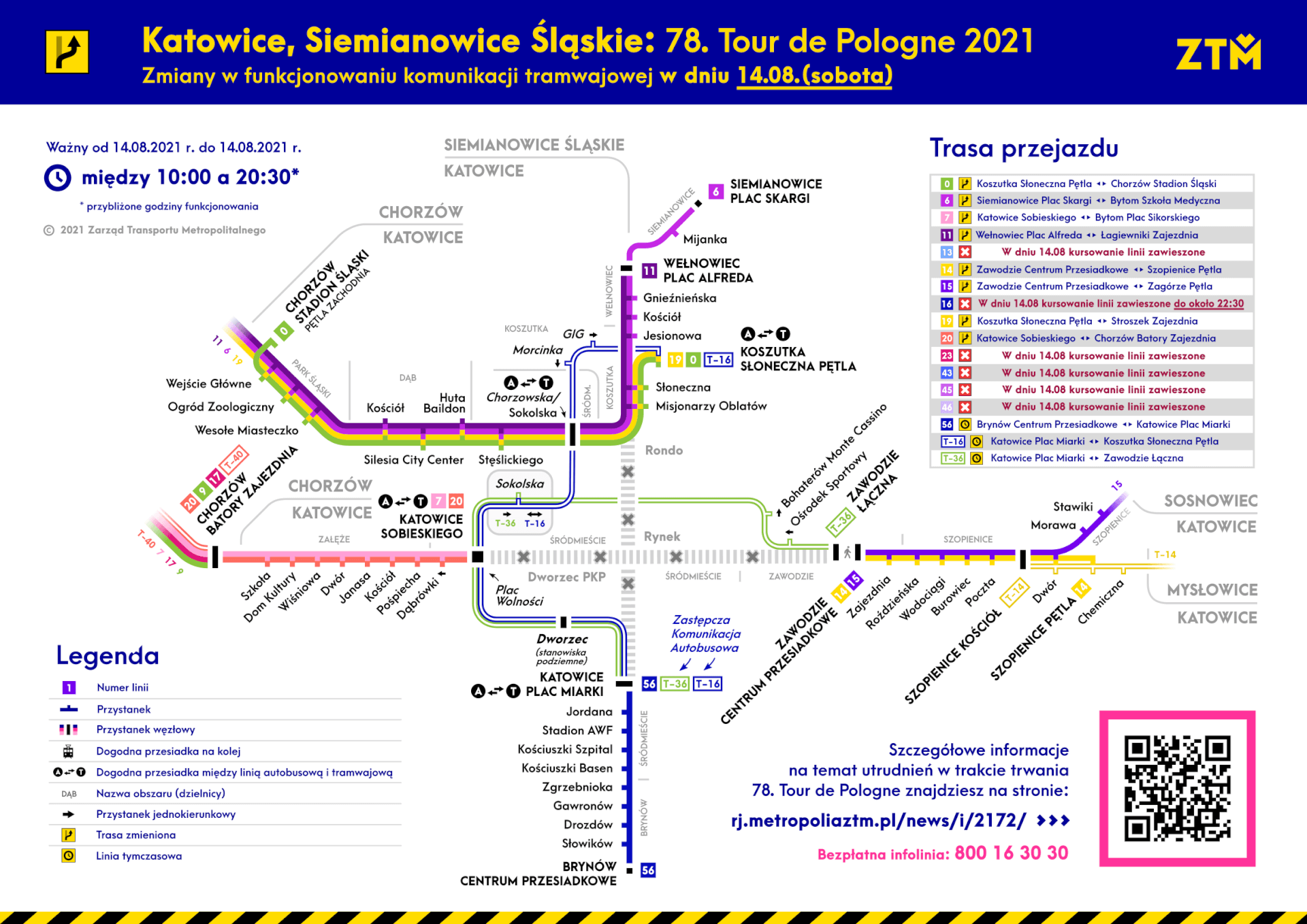 ZTM Tour de Pologne Mapy objazdowe Katowice, Siemianowice