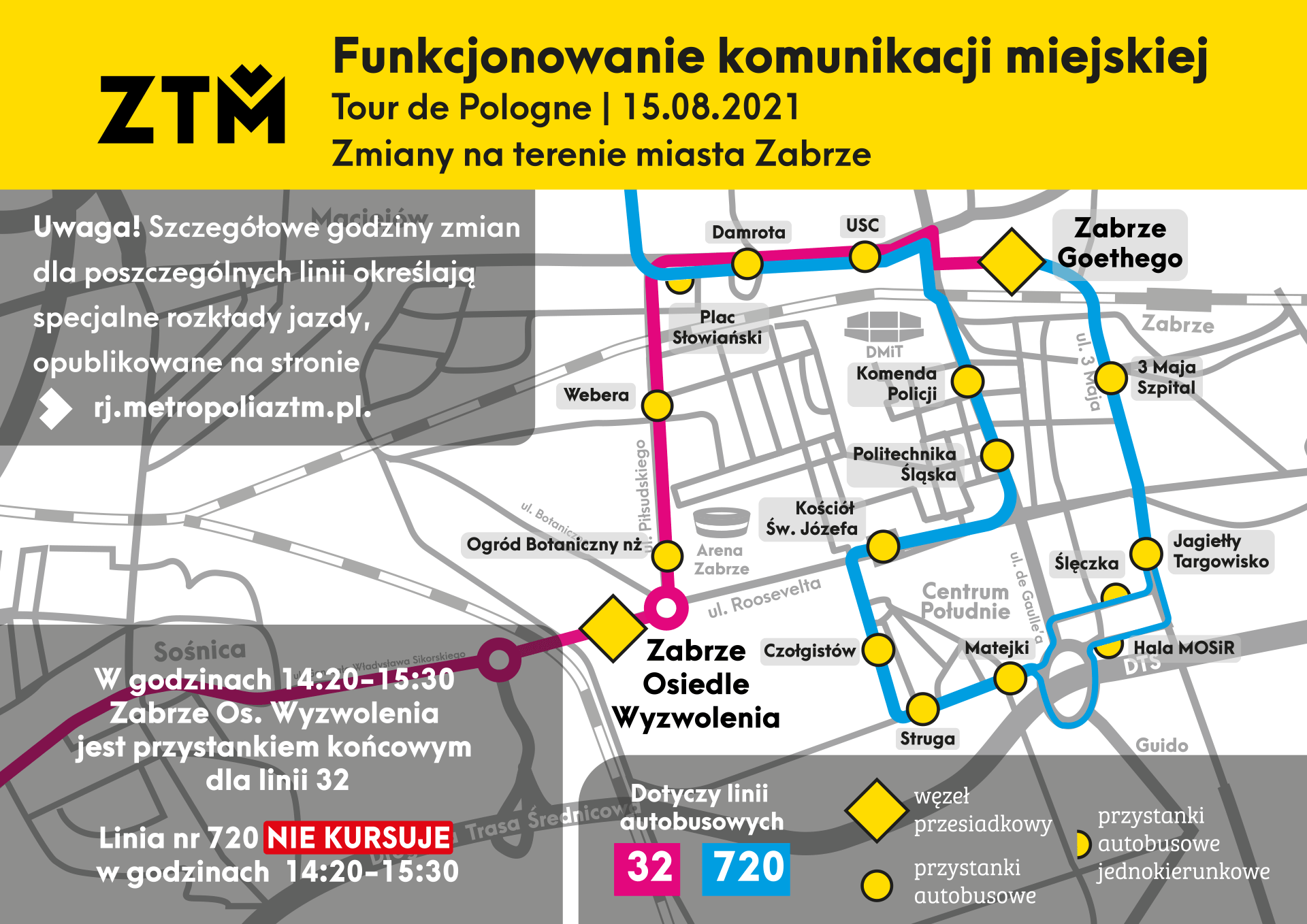 ZTM Tour de Pologne Mapy objazdowe Zabrze