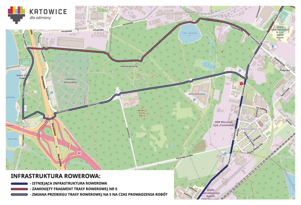 Zmiana przebiegu drogi rowerowej nr 5, Katowice