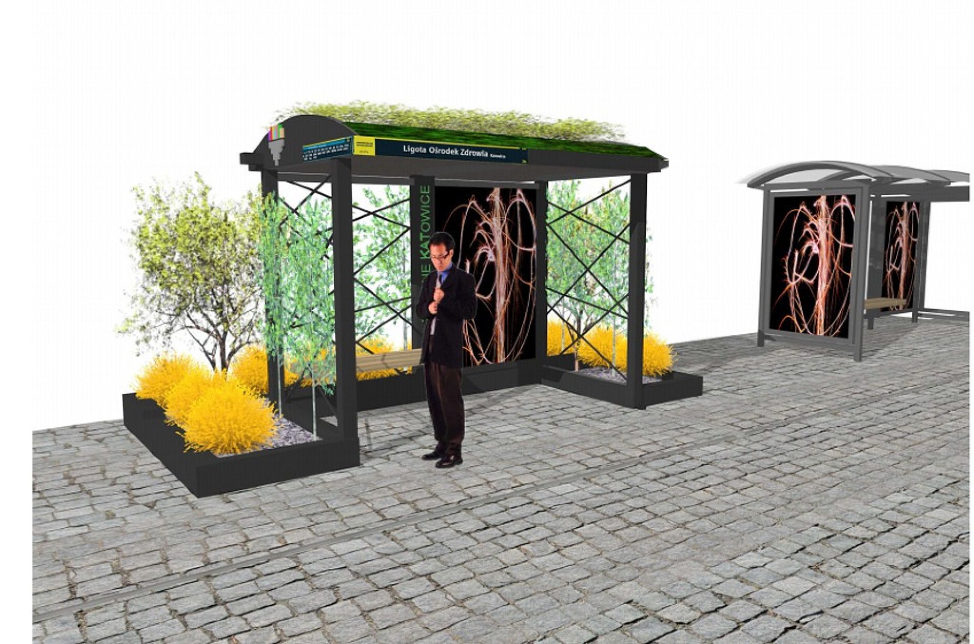 Zielony przystanek w Katowicach, wizualizacja Zielony przystanek w Katowicach, wizualizacja