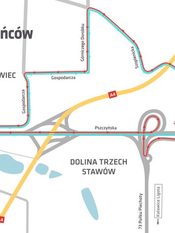 Mapa, objazdy ul. Kolistej. Giszowiec, Katowice Mapa, objazdy ul. Kolistej. Giszowiec, Katowice