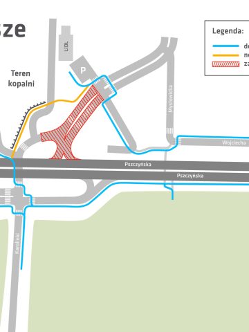 Ruch pieszych, mapka, Kolista Giszowiec Ruch pieszych, mapka, Kolista Giszowiec
