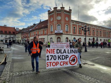 CPK nie odpuszcza w sprawie szybkiej kolei przez Śląsk Protest CPK Mikołów