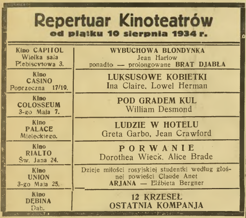 Repertuar Kinoteatrów