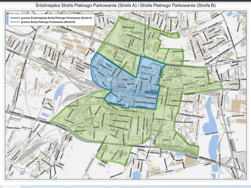 Podział na strefy płatnego parkowania