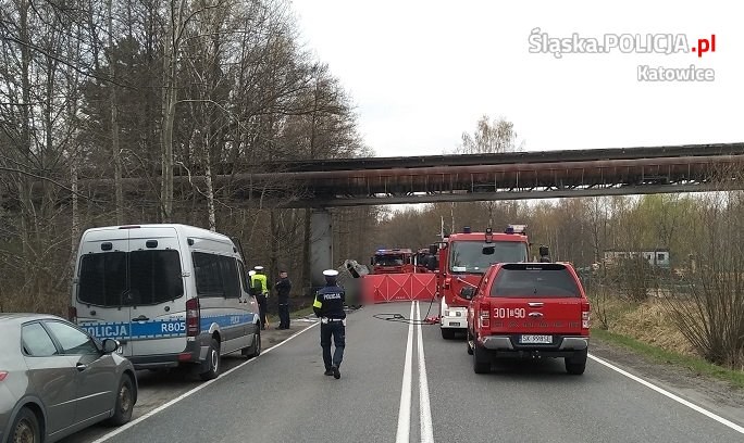 Wypadek pożar samochód Katowice Trzy Garby2