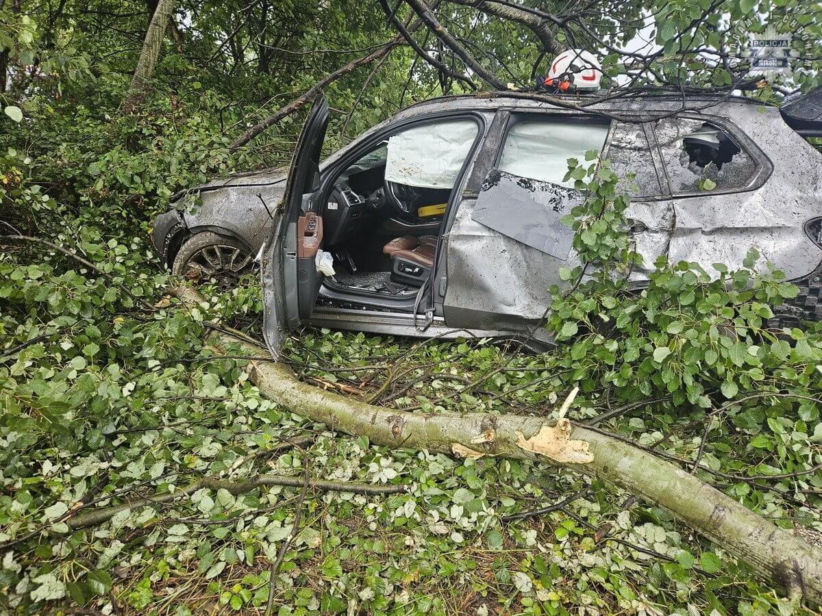 Kierowca BMW z Katowic uderzył w drzewo