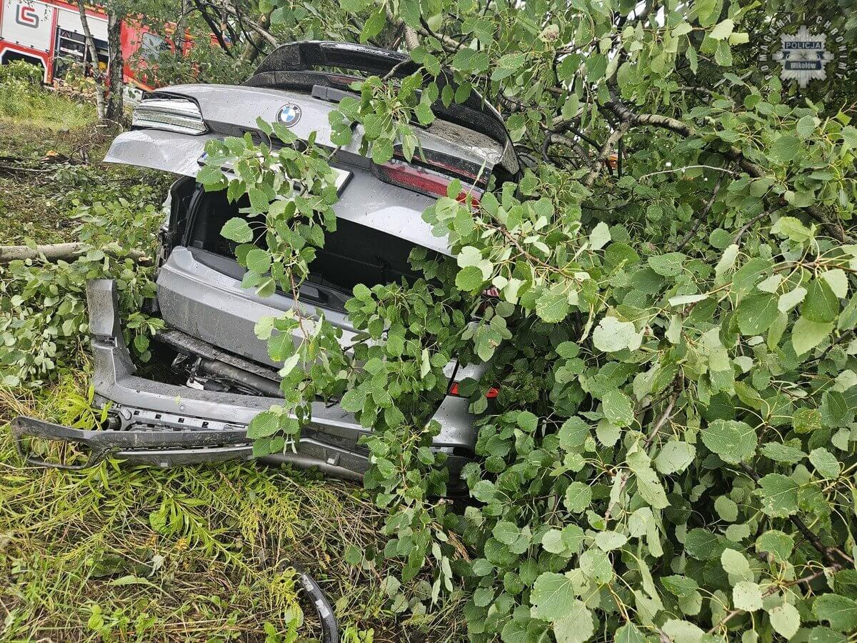 Kierowca BMW z Katowic uderzyl w drzewo