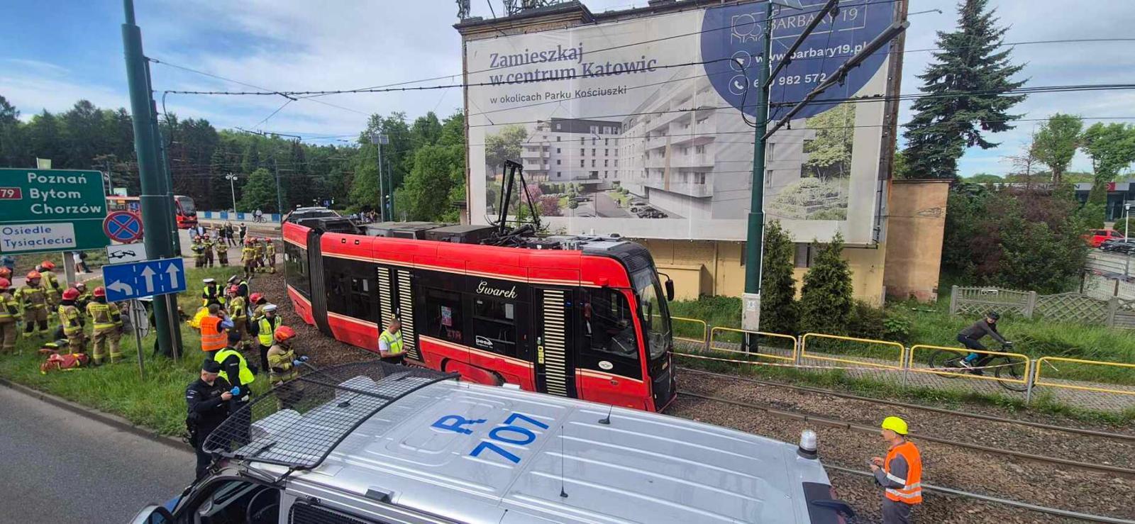 Wykolejenie tramwaju w Katowicach