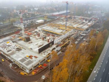 Żurawie przy Drogowej Trasie Średnicowej w Katowicach Budowa prokuratur Katowice DTS 4 Copy