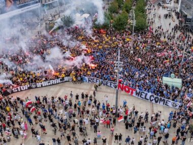 GKS, Ruch, Górnik, Polonia i Zagłębie razem przeciw migracji Katowice. Manifestacja pod hasłem: „Stop imigracji”. 19 lipca 2025.