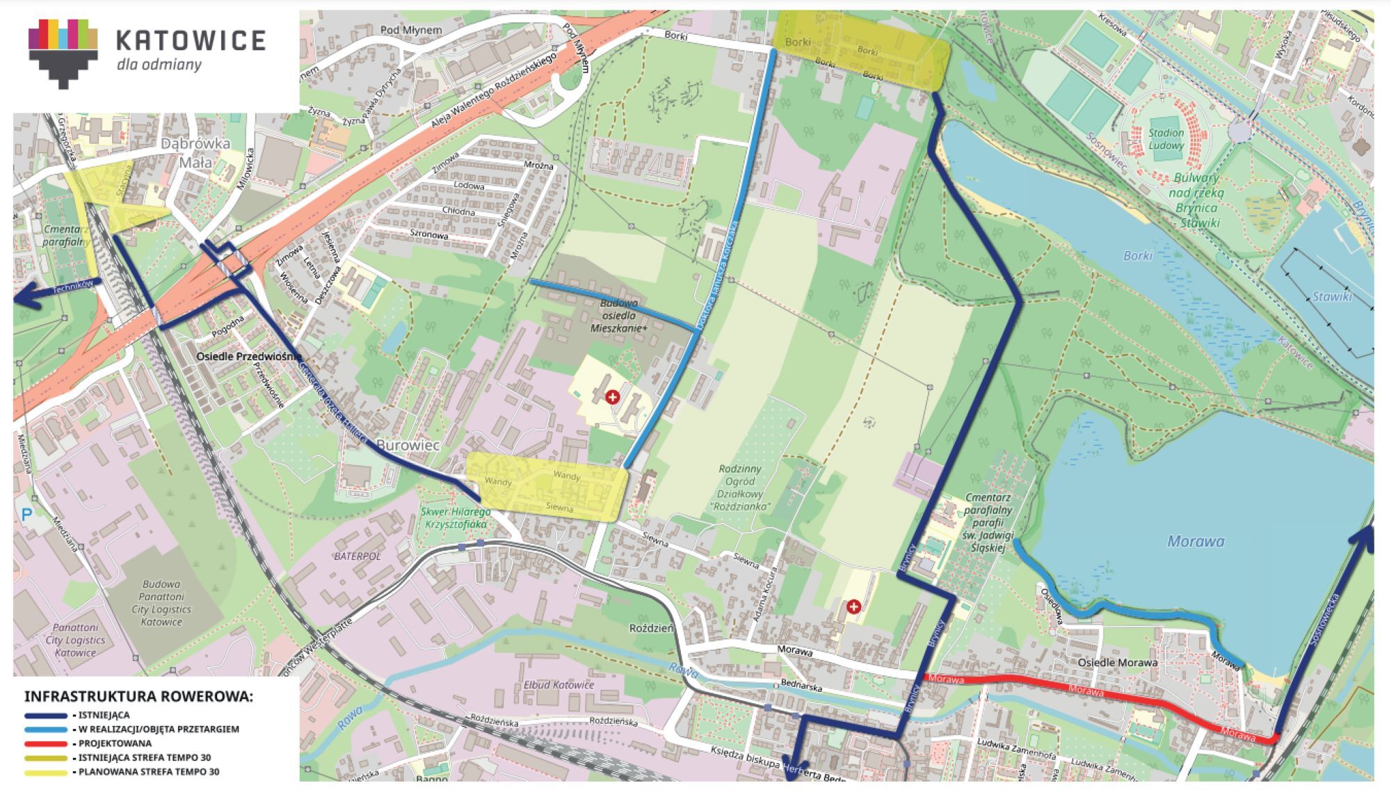 Mapa rowerowa katowice marzec 2024